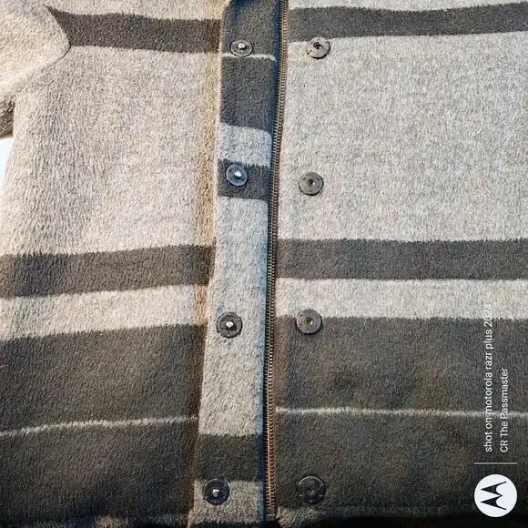 Ann Taylor LOFT Gray Black Striped Wool Blend Long Full Zip Coat*The Passmaster* - Picture 11 of 11